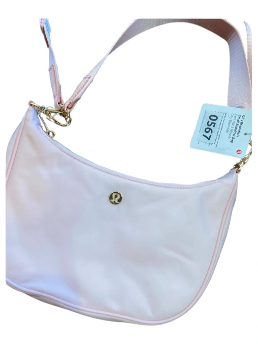 NWT Lululemon City Essentials Small Shoulder Bag PEARL PINK/GOLD O/S